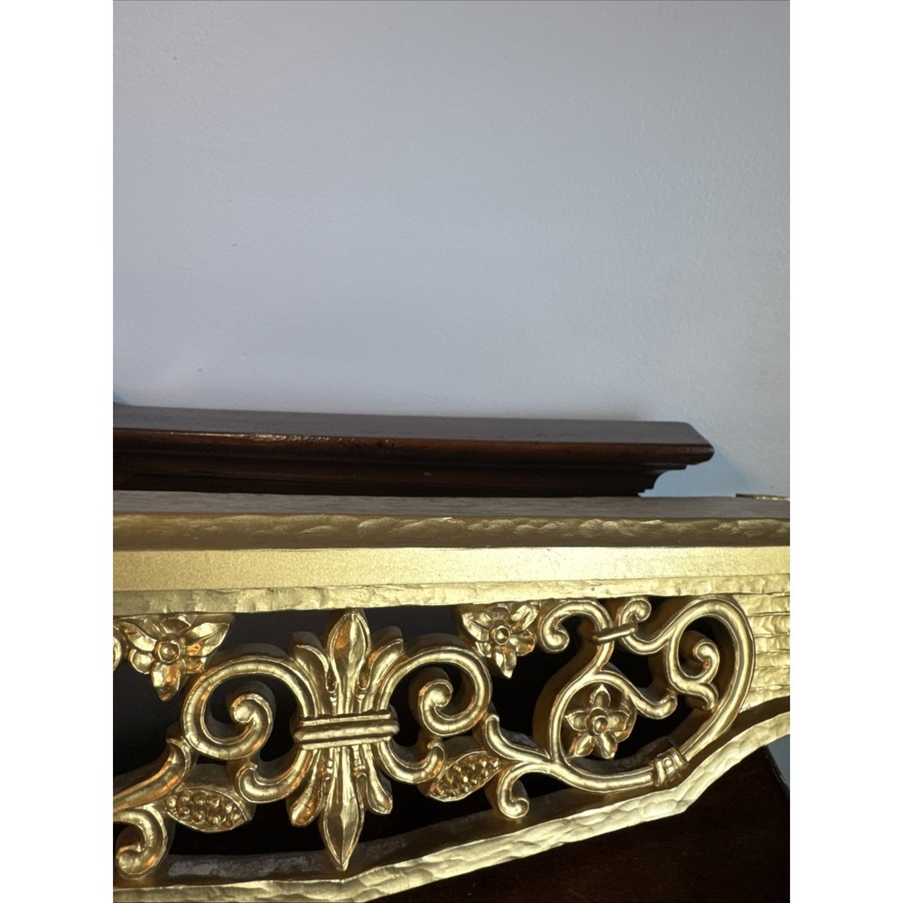 22.75" Syroco 3012 Vintage Gold-tone Wall Mount Shelf Ornate 1968 USA - Picture 4 of 16